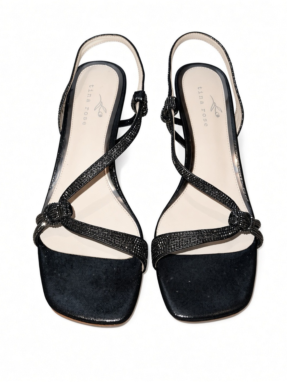 Tina Rose - Jane TR Black Knotted Slingback Sandals 10 NIB